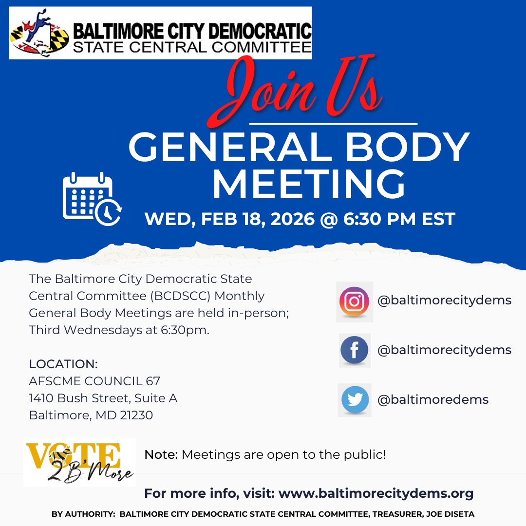 Baltimore City Democratic State Central Committee tweet media