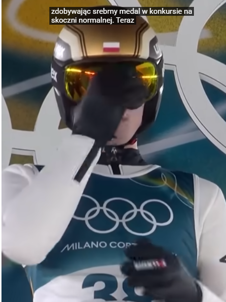 Kiedy część młodych ludzi nie chodzi na niedzielne msze św. bo wstydzą się, co powiedzą koledzy, Kacper Tomasiak wykonuje znak krzyża przed milionami widzów w Polsce i za granicą. #skijumpingfamily