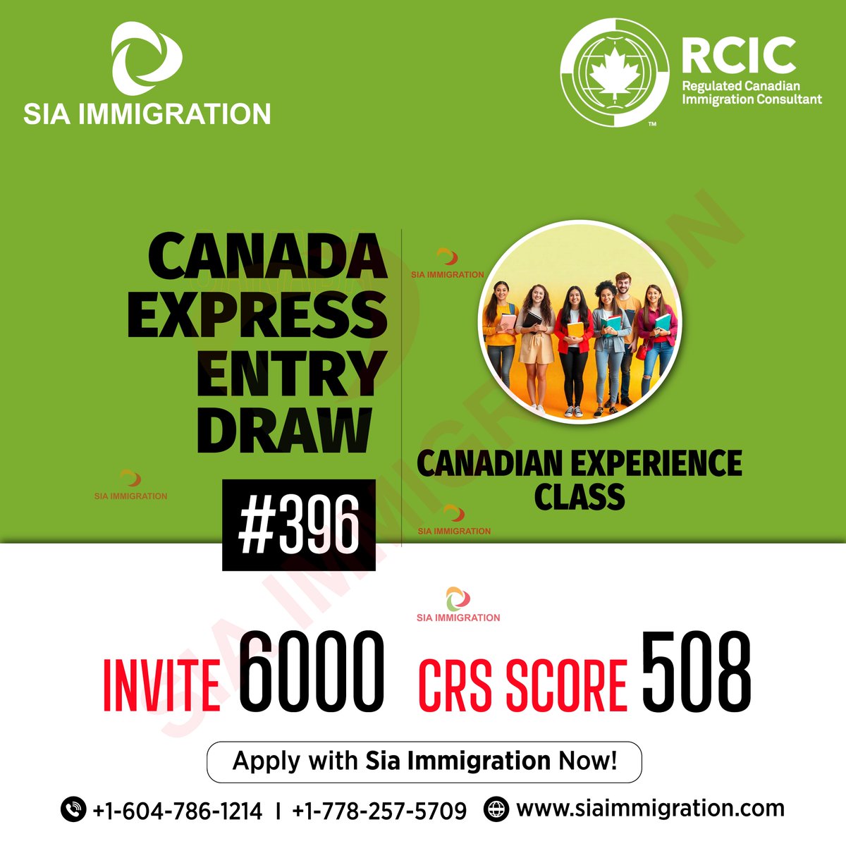 sia_immigration's tweet photo. Express Entry Round #396 – Canadian Experience Class Draw

Apply with Sia Immigration Now @ +1-604-786-1214, +1-778-257-5709

Visit: https://t.co/WYABQZPkaw

#SiaImmigration #ExpressEntry #CanadaImmigration #CEC #CanadianExperienceClass #CRSScore #SkilledWorkers #CanadaPR https://t.co/jriXj14BQt