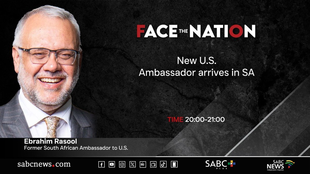 SABCNews's tweet photo. COMING UP | Catch former South African Ambassador to the US Ebrahim Rasool on @Face_theNation tonight at 8pm, in conversation with @TheRealClementM, live on SABC News Channel 404. For more news and updates, visit https://t.co/TS6YUmNBRC. https://t.co/zF01F2G9Kw