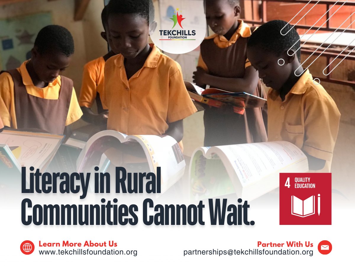 TekchillsF's tweet photo. Children in rural Ghana don’t struggle from lack of intelligence - they struggle from lack of access.

This year, we will reach 50,000 children in 100 schools with books &amp; learning materials.

📧 Sponsor a school: partnerships@tekchillsfoundation.org

#LiteracyMatters #SDG4 https://t.co/3h5TBhtgSk