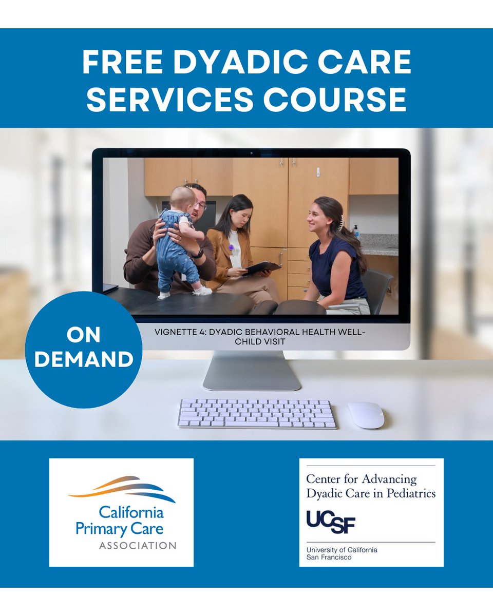 CPCA's tweet image. California now offers dyadic care services through Medi-Cal. Watch the newest video in our free Dyadic Care Services Course to learn how to integrate behavioral health providers into well child visits and support families. 💻🔗 ow.ly/8TmE50Y0gxA