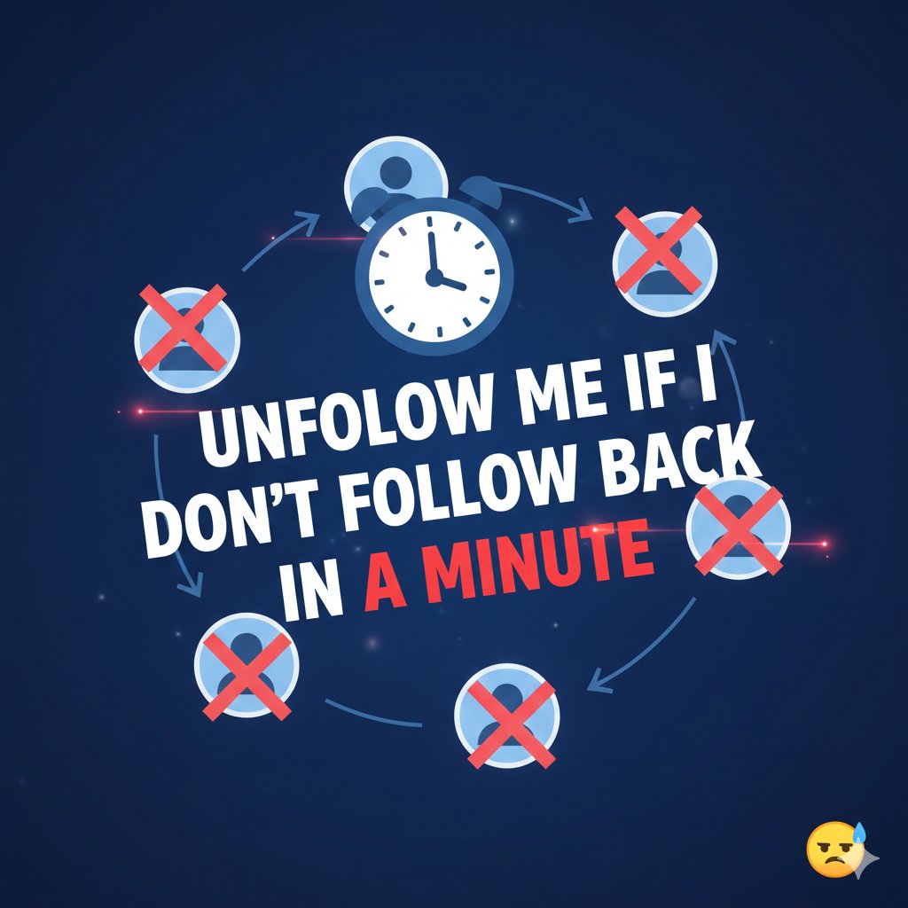 Unfollow me if i don't follow back in a minute 🤝👥️