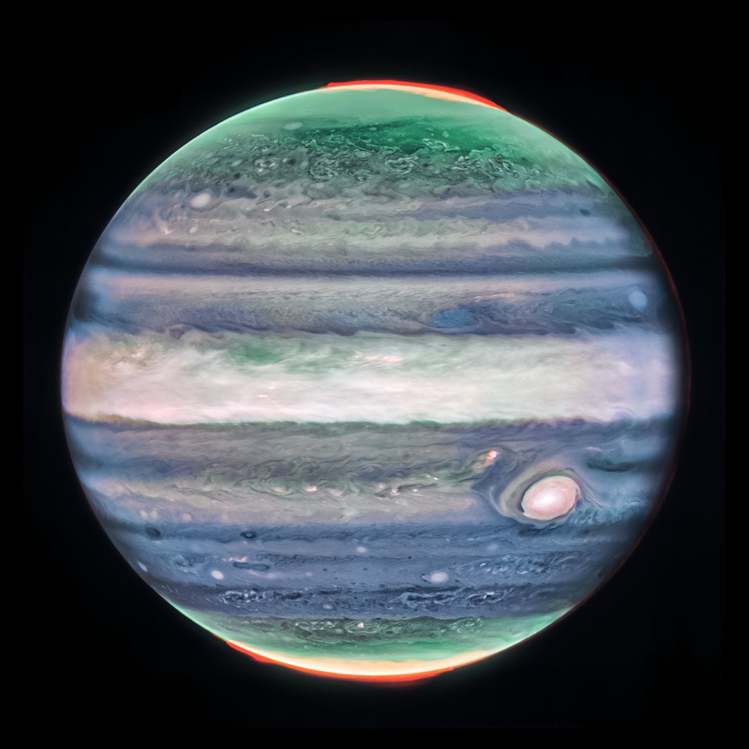 Ce n’est pas une toile. C’est Jupiter. 😮 

Cette image par <a href="/NASAWebb/">NASA Webb Telescope</a> montre la planète géante en lumière infrarouge. Un monde puissant et actif, des centaines de millions de kilomètres de de nous. 

Plus sur Jupiter :  asc-csa.gc.ca/fra/astronomie…  

📷: NASA, ESA, ASC