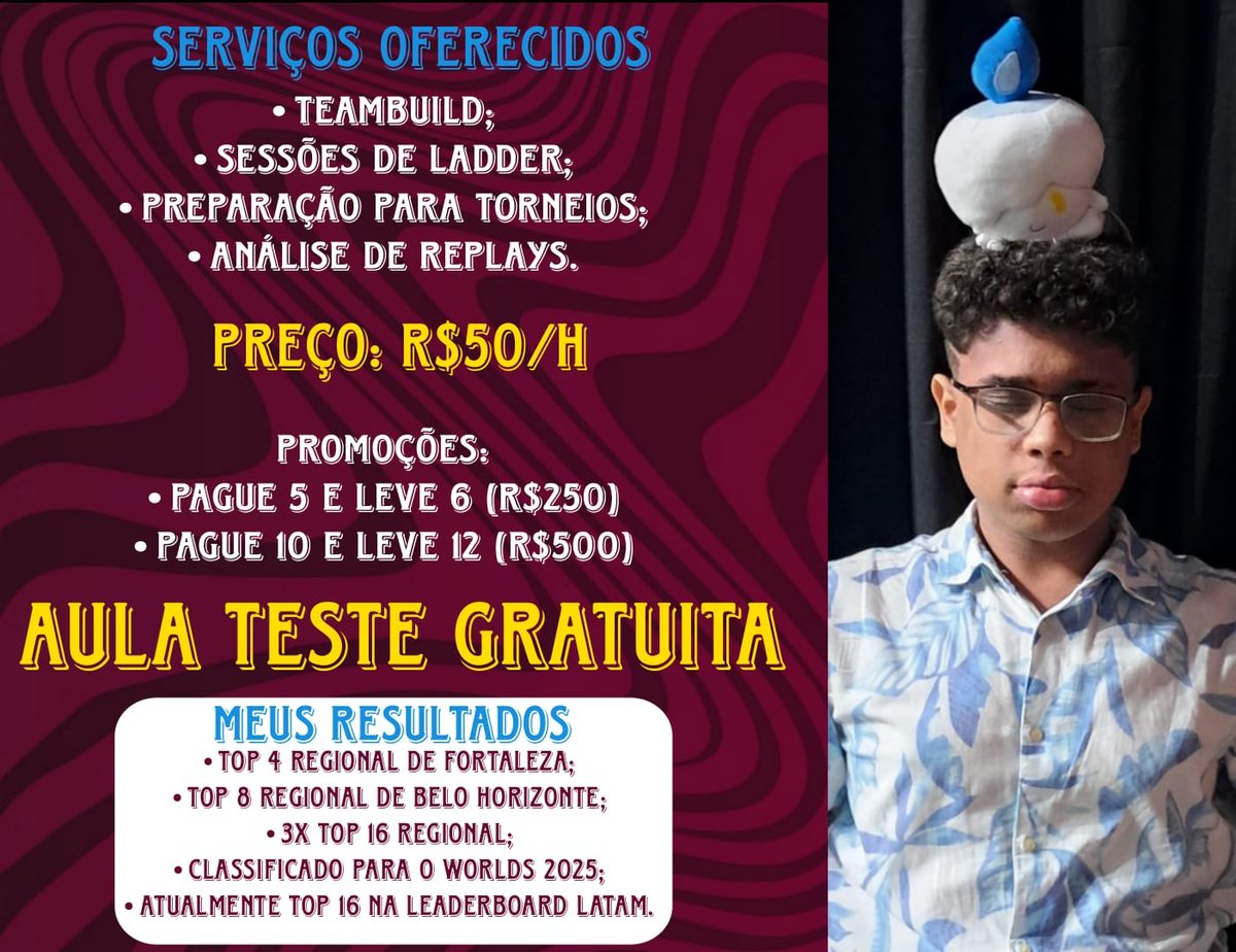 🕯️COACHING VGC🕯️

Anuncio que estarei oferecendo coaching para VGC.

Se você quer se preparar para Curitiba com alguém que teve bons resultados em regionais, ou se quer melhorar no jogo, por favor entre em contato comigo na DM.