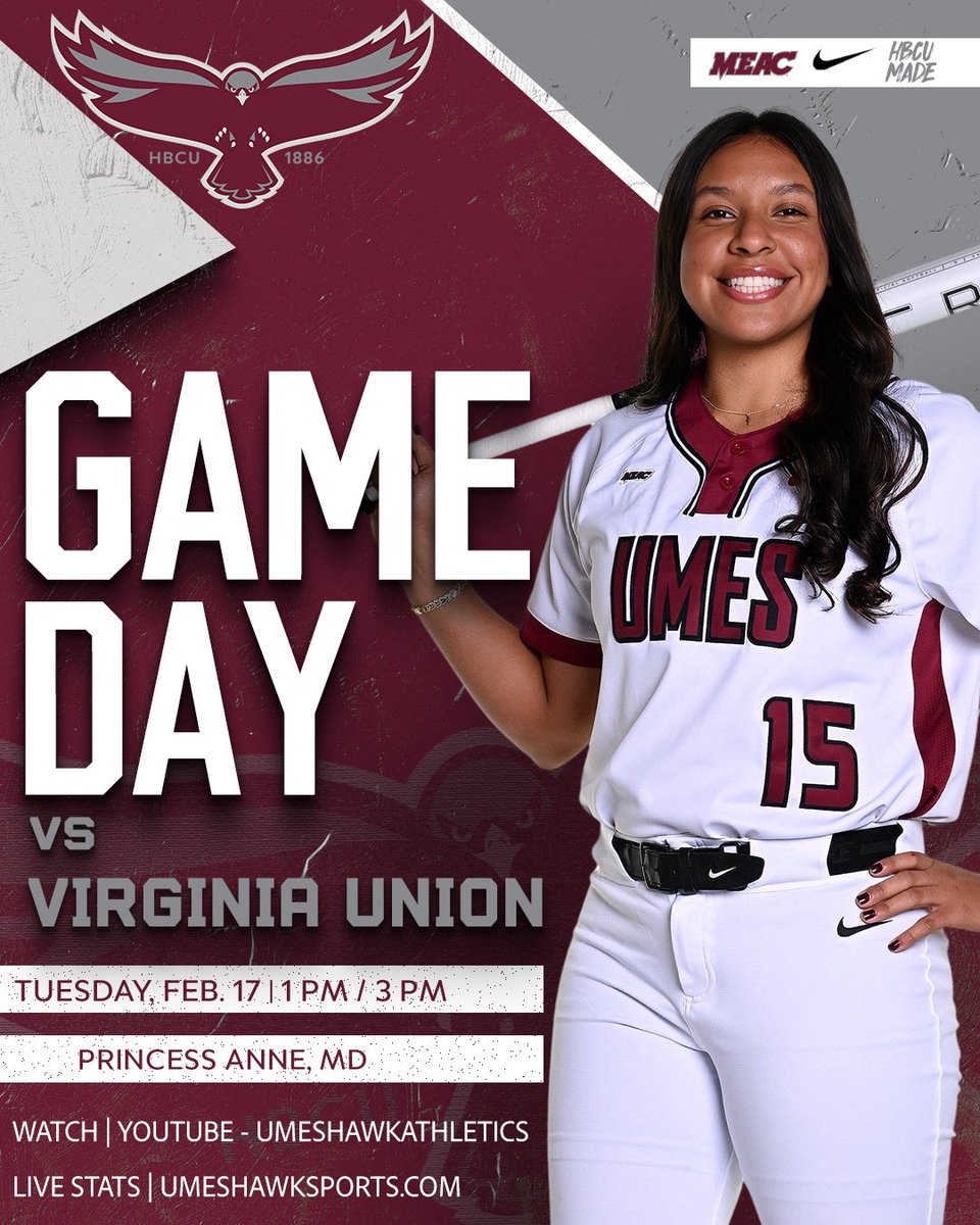 UMESHawksSB's tweet photo. 🥎 𝗛𝗢𝗠𝗘 𝗢𝗣𝗘𝗡𝗘𝗥 🥎

A new field. A new season at home.

UMES hosts Virginia Union in a doubleheader Tuesday following the Opening Day Ceremony! 

📺: https://t.co/rR5KEOLy4A

📊: https://t.co/Jk2FCEnwK4

#HawkPride | #SoarAboveandBeyond | #HBCUMade https://t.co/UxFQvXQ1F1