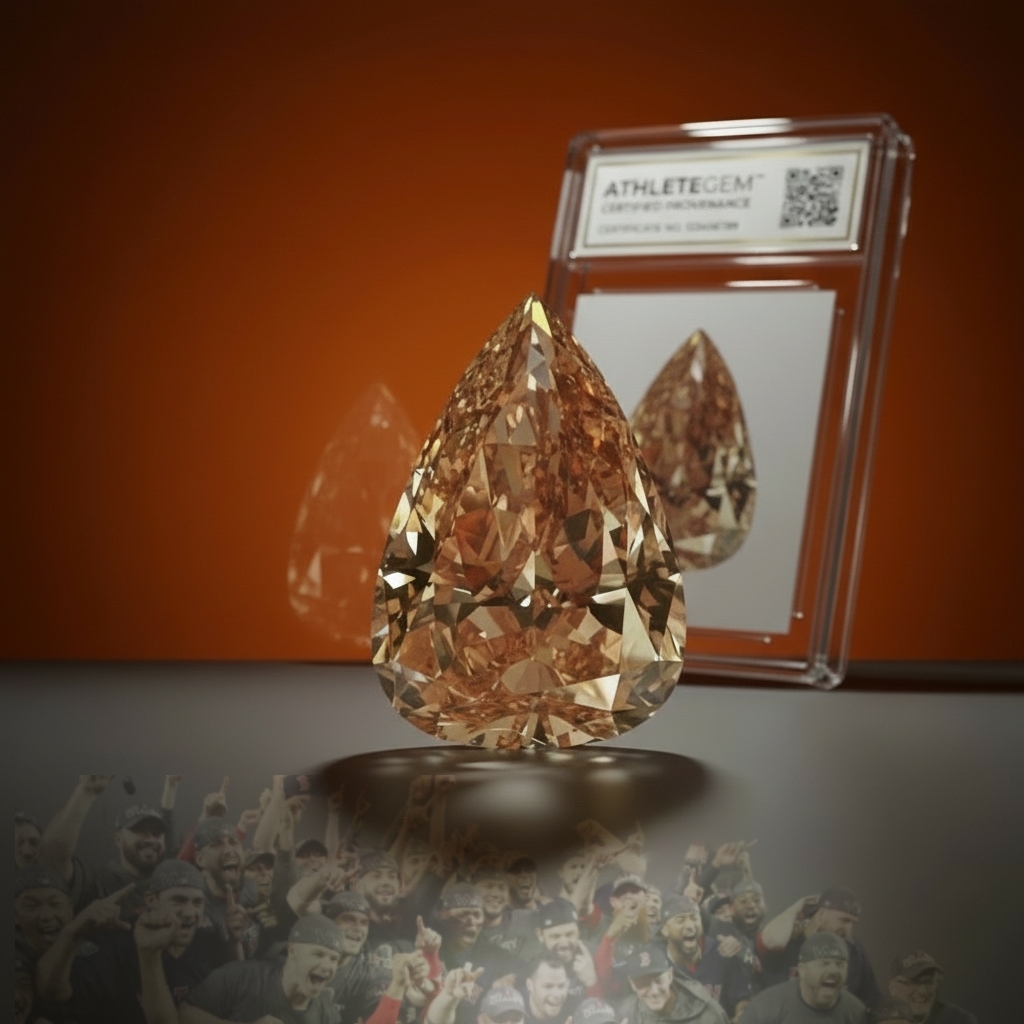 A verified one-of-one athlete legacy collectible—
paired with a natural fancy color diamond so rare it’s classified by the Fancy Color Research Foundation as 1 in 60,000,000.