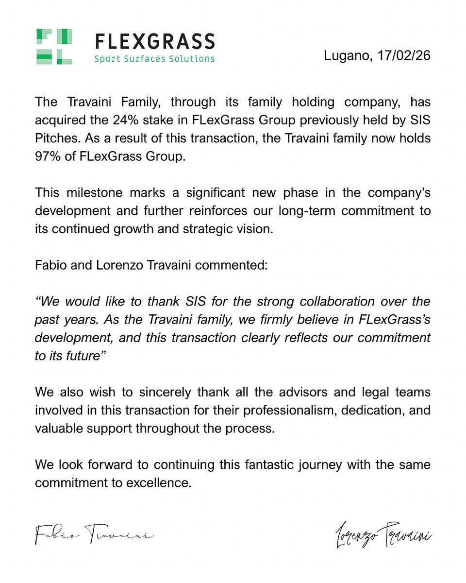 We are please to share an important update regarding FLexGrass Group