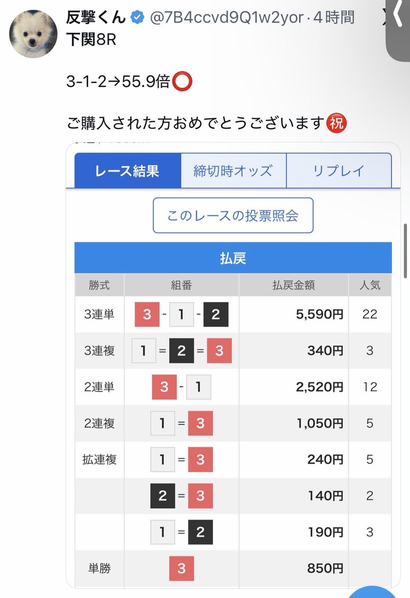 2/17 下関 初日 4/12🎯 🥇下関8R 3-1-2→55.9倍🎯 🥈下関10R 1-5-4→45