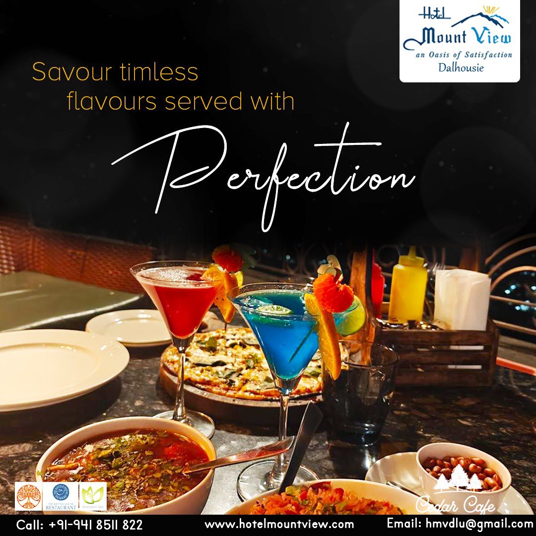 hotelmountview1's tweet photo. ✨ Savour Timeless Flavours Served With Perfection! 🍽️🍹
Cedar Café is the perfect spot to unwind and enjoy! 🍕🥗🥂

Call Now: 94185 11822
Book https://t.co/U0fYogQpQd

Come for the view, stay for the flavours! 😍🌟 #HotelMountView #DalhousieDiaries #FoodLovers #PerfectStay https://t.co/vyF3BvRySR