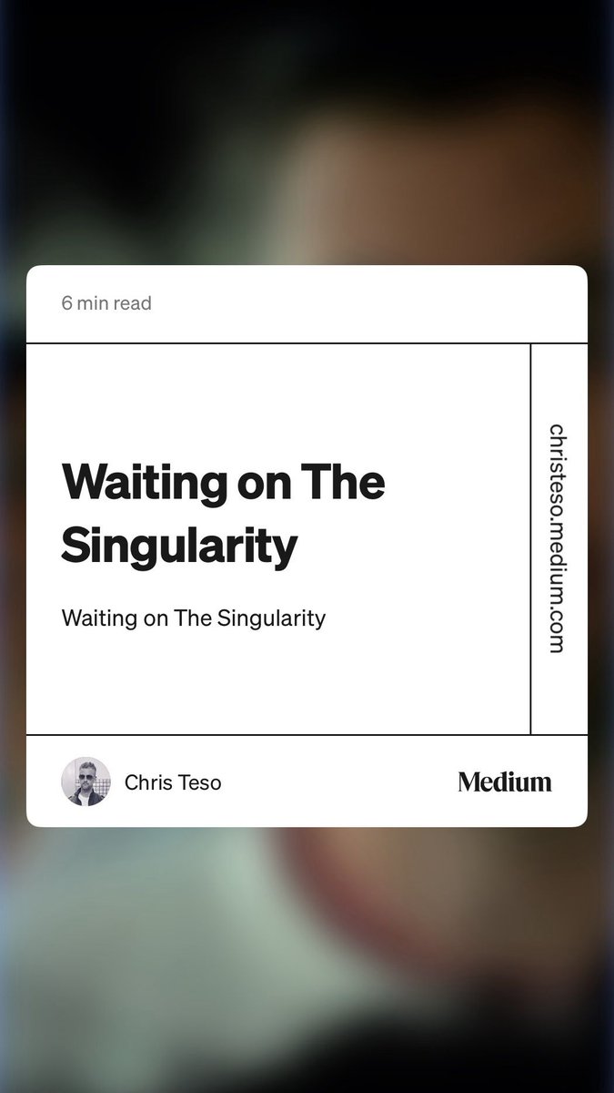 I wrote about my longstanding fascination with The Singularity, Ai, and societal change. christeso.medium.com/waiting-on-the…