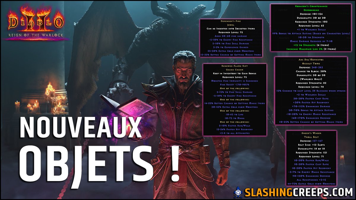 Tous les nouveaux objets à ne pas rater sur #ReignoftheWarlock, pour votre démoniste, mais pas que ! 😍 🔥 
Pas mal de nouveautés super intéressantes pour vos builds !

youtu.be/ohaeeWA0i-8

#diablo #diablo2 #diabloii #d2 #dii #d2r #diablo2resurrected #diablopartner #rotw