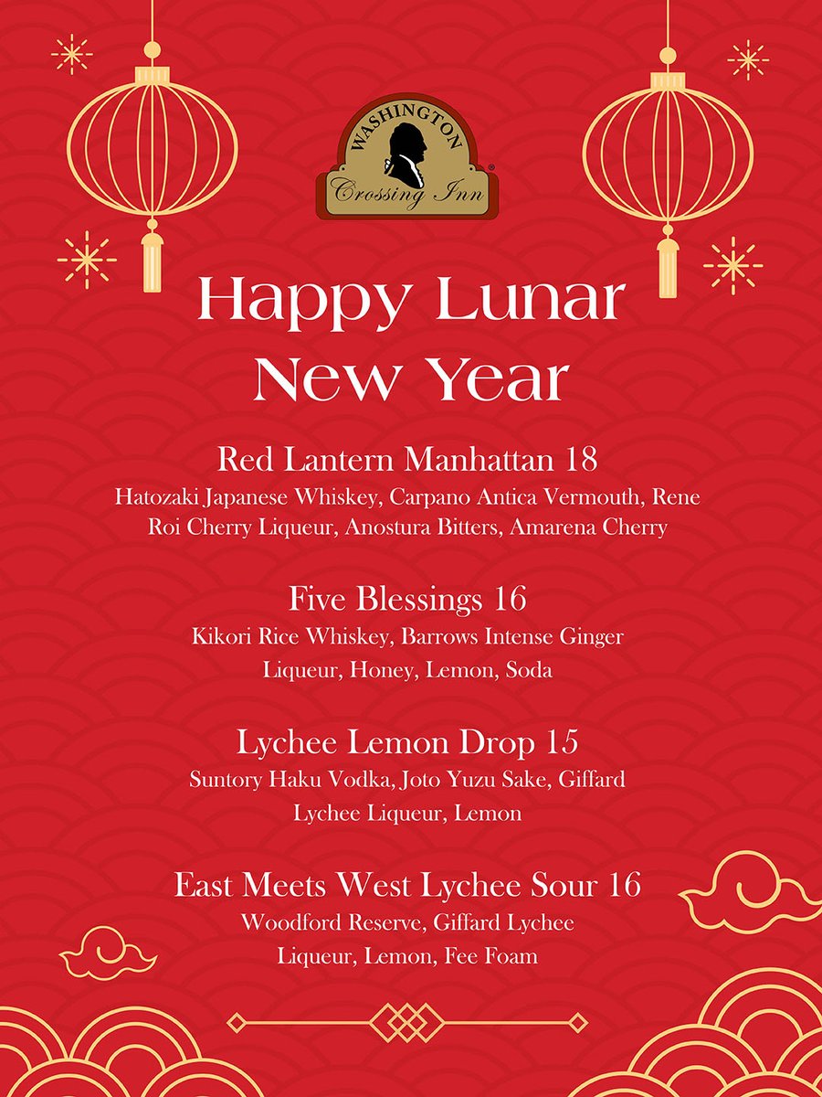 WCrossingInn's tweet photo. ✨Enjoy Lunar New Year with some specialty cocktails like a Red Lantern Manhattan, lychee Lemon Drop, and more! See you there! 🧧🐴 https://t.co/7AIe9LZUWD