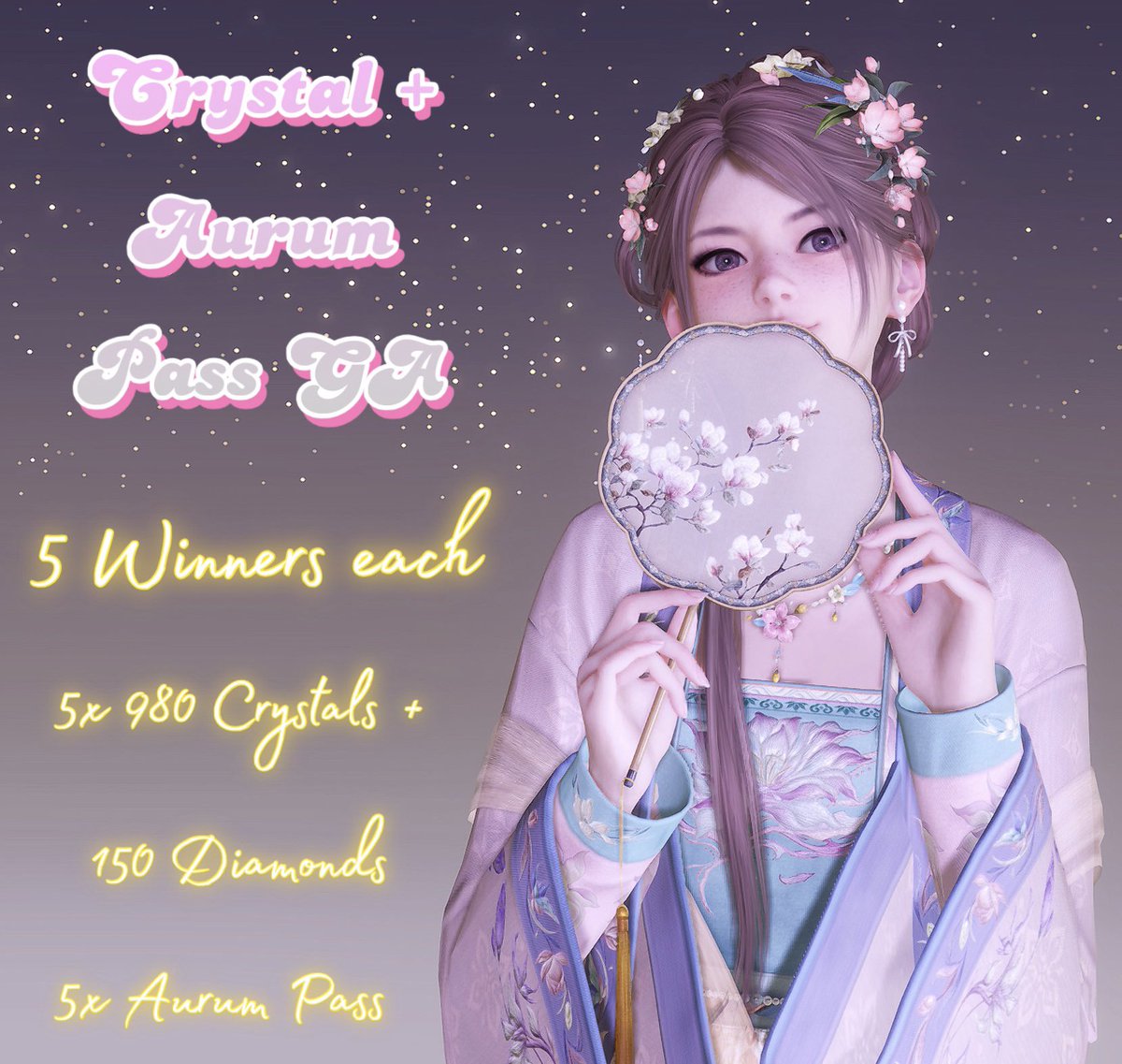 Crystal + Aurum Pass GA ᰔ

for the 'Nearer Longing Pack' or one of mc's new outfits + hairstyles 🪭˖ ࣪ ⊹

5x 980 Crystals + 150 Diamonds (5 Winners, one each)

5x Aurum Pass (5 Winners, one each)

Follow + ♡ + ↻ to participate

GA will end at February 21st at 6pm my time