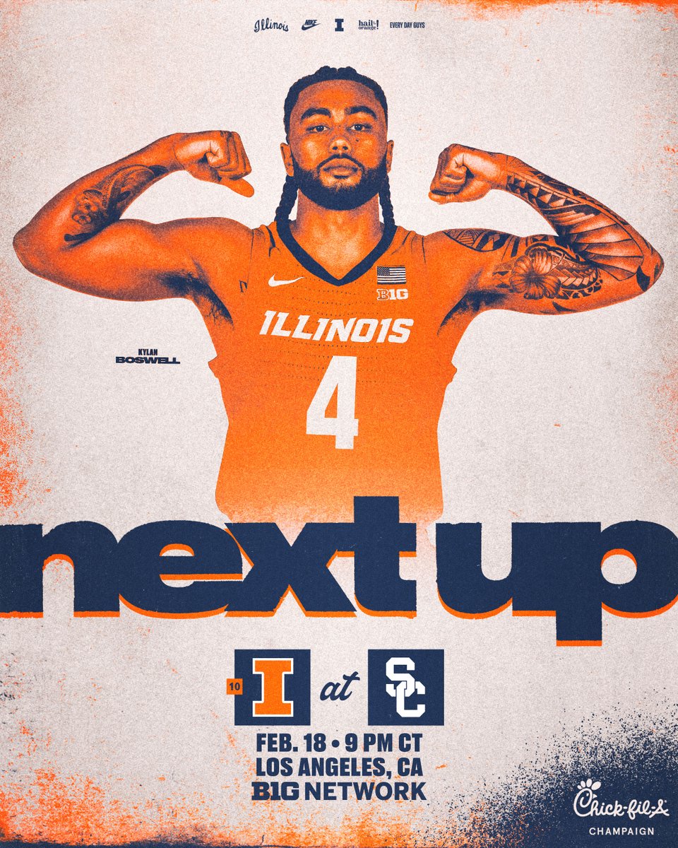 Set for the West Coast. 

📅 Feb. 18
🆚 USC
⏰ 9 p.m. CT
📍Los Angeles, Calif.
📺 Big Ten Network