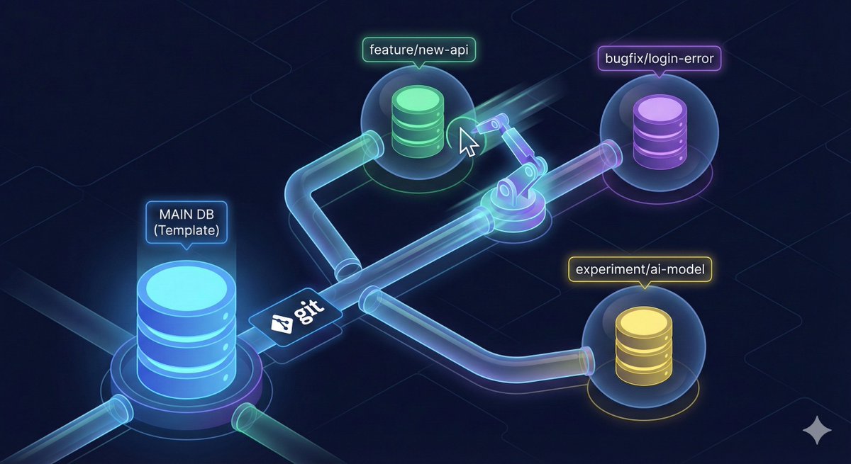 jack__riddles's tweet photo. Agent-driven development is breaking assumptions built for human development speed.

One of them? Shared local databases.

Migrations from multiple branches quietly corrupt state.

The fix is simple:
 one database per branch.
Saves hours ↓

https://t.co/qYvld1OGyC https://t.co/fzItrVdbfH