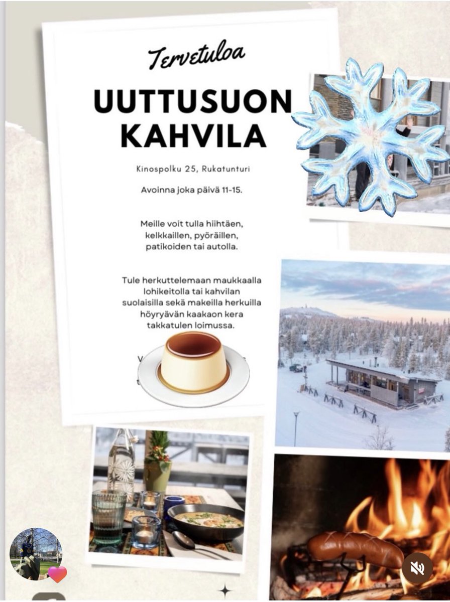 Jos satut hiihtolomalla Rukalle, lämmin suositus Uuttusuon kahvilasta. 

Ystävällinen palvelu kuuluu hintaan hyvien herkkujen ja lounaskeiton mukana. Kannattaa poiketa ❤️⁦<a href="/rukaskiresort/">Ruka Ski Resort</a>⁩ ⁦<a href="/KuusamoRuka/">Kuusamon kaupunki</a>⁩