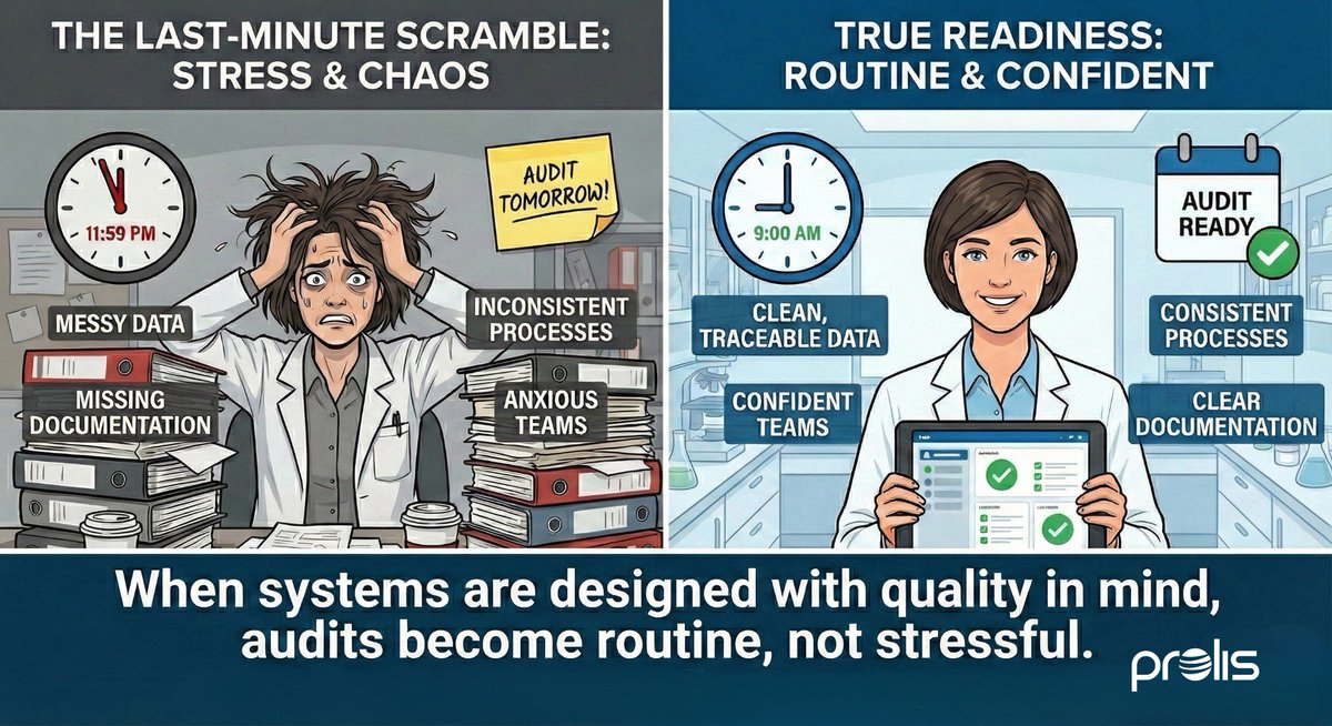 Audit readiness shouldn’t be a last-minute scramble.
True readiness means:
●    Clean, traceable data
●    Consistent processes
●    Clear documentation
●    Confident teams
#AuditReadiness #QualityAssurance #Prolis