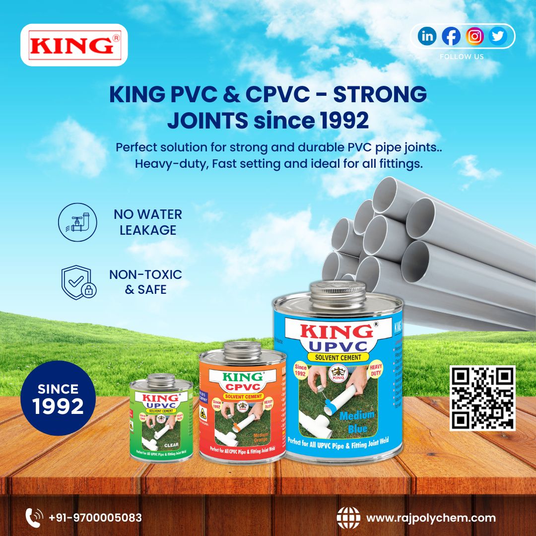 rajpolychem's tweet image. Strong PVC &amp;amp; CPVC joints that last.
Fast setting. Leak-proof. Trusted since 1992.
📞 +91-9700005083
🌐 rajpolychem.com
#KingSolventCement #PVCCement #CPVCCement #Plumbing #LeakProof #Construction #RajPolyChem