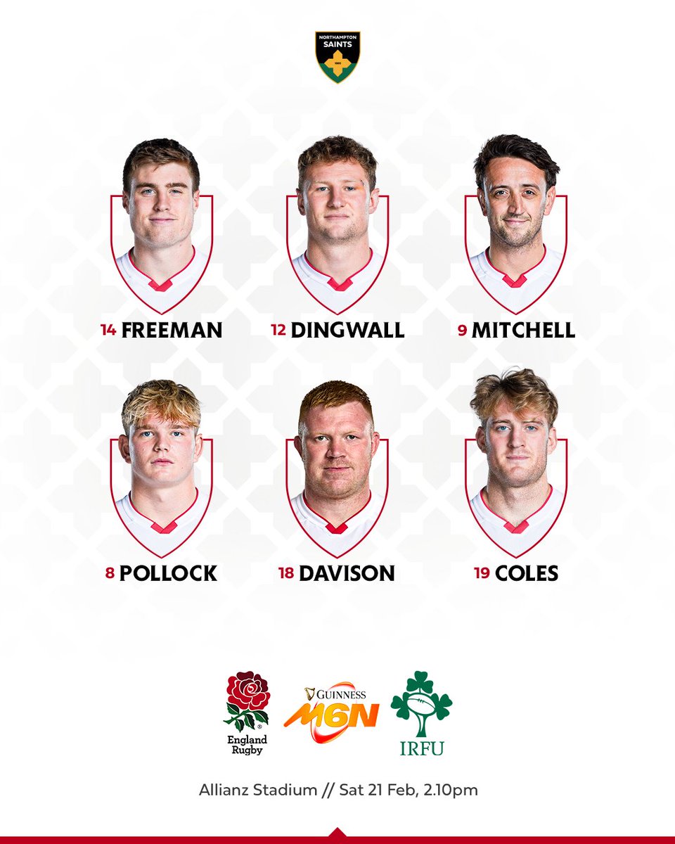 SaintsRugby's tweet photo. Henry Pollock will make his first Test start for England as one of six Saints set to face Ireland this weekend 🌹

https://t.co/K2TaBZVNNu https://t.co/XLXjdowx9B