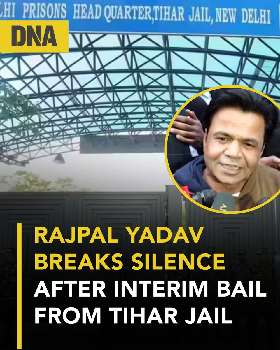 dna's tweet image. #RajpalYadav walked out of Tihar Jail on Tuesday after being granted interim bail by the Delhi High Court in a cheque bounce case.

Read here :dnaindia.com/bollywood/repo…

#DNAUpdates | #TiharJail | #interimBail