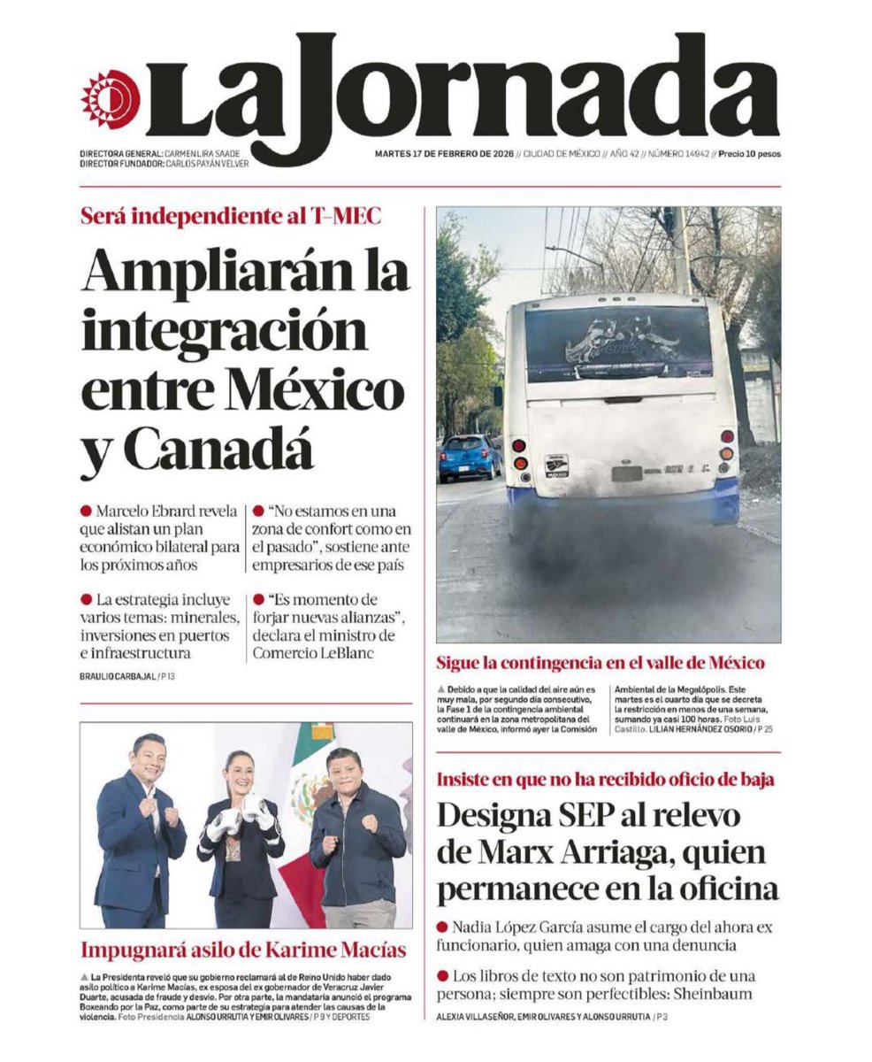 La prensa nacional destaca esta mañana los avances en la relación económica y comercial de México 🇲🇽y Canadá 🇨🇦.