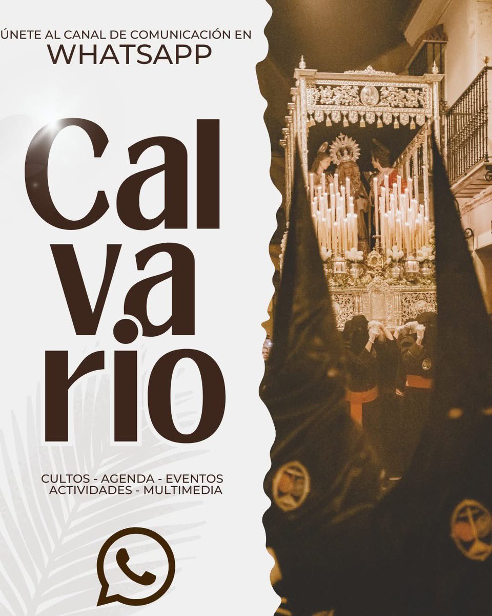 ℹ️ CANAL DE WHATSAPP | Cofradía del Calvario

A las puertas de una nueva Cuaresma, potenciamos un nuevo canal de comunicación para nuestros hermanos/as, con toda la información de la Cofradía.  

🔗 Pulsa este enlace para acceder:  whatsapp.com/channel/0029Va…