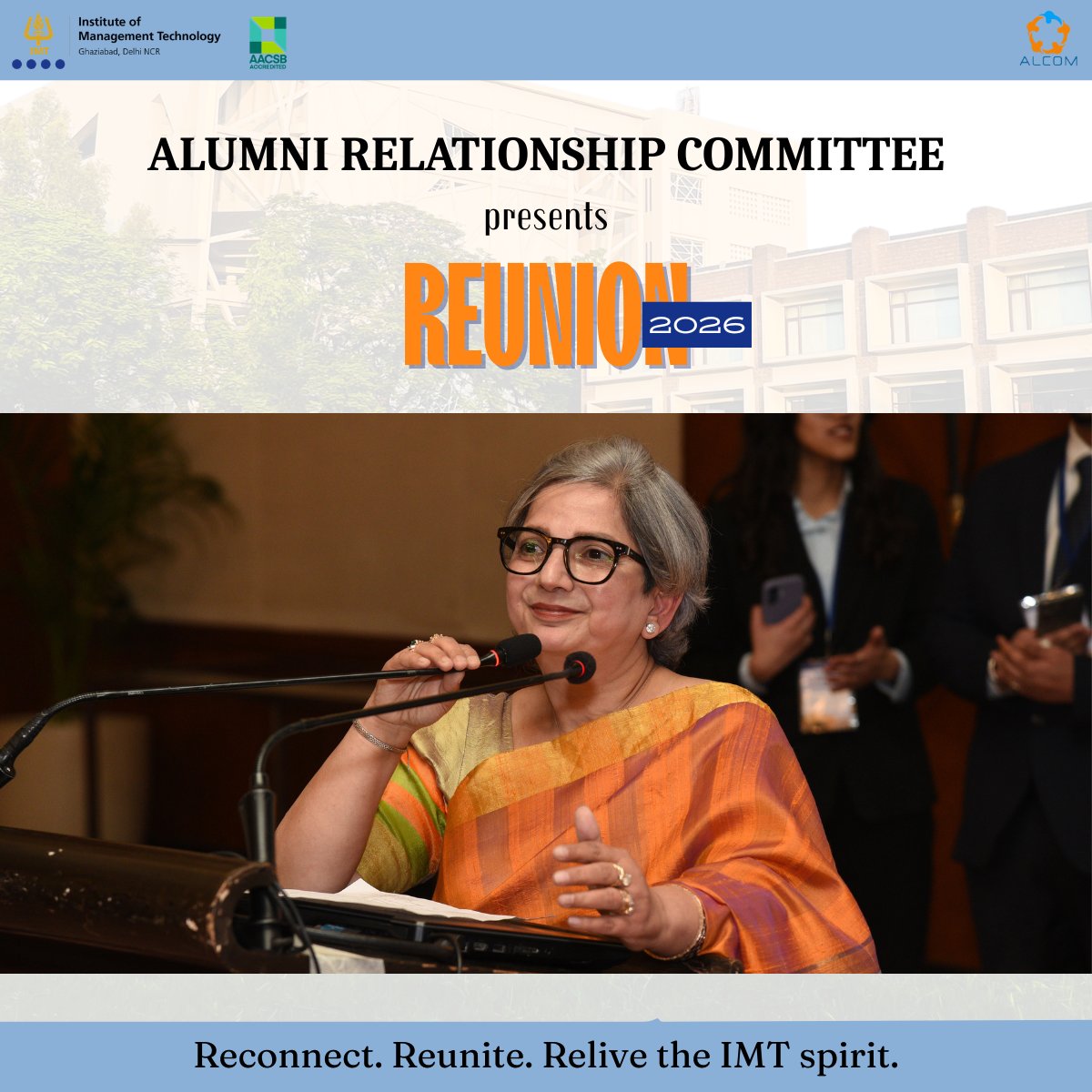 IMTalcom's tweet photo. The Alumni Relationship Committee &amp; IMTGAA were delighted to reconnect the IMT Ghaziabad  fraternity at a vibrant reunion with 250+ attendees. Grateful for our alumni and honoured by the  presence of our Director, Mr.  Atish Chattopadhyay and IMTGAA members. https://t.co/8IllfY04J3