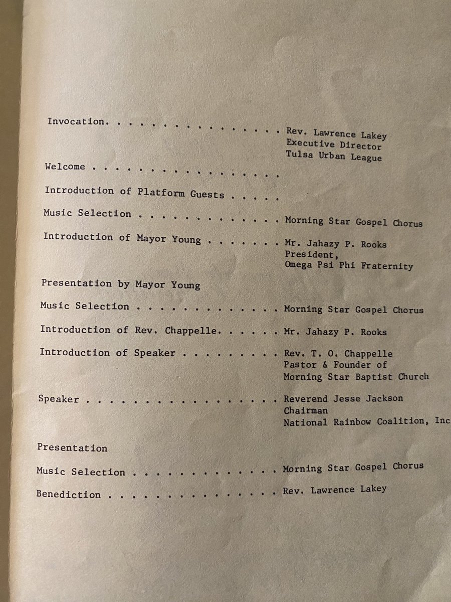 tammiefields's tweet photo. My one chance to listen to the #CivilRights icon the Rev. #JesseJackson in person in my hometown of #Tulsa. Quite the orator the crowd was on their feet. I knew way back then that this was a once in a lifetime opportunity. #RIP 🕊️Matthew 25:21 https://t.co/AqtYi34B0F