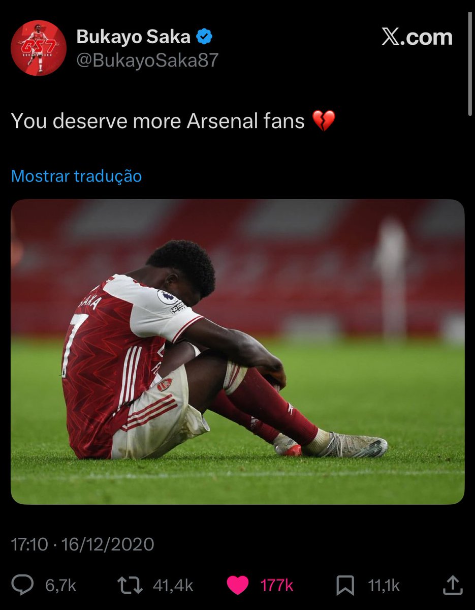 They will never understand what he means to us. 

12 more games Bukayo. We’ll do it