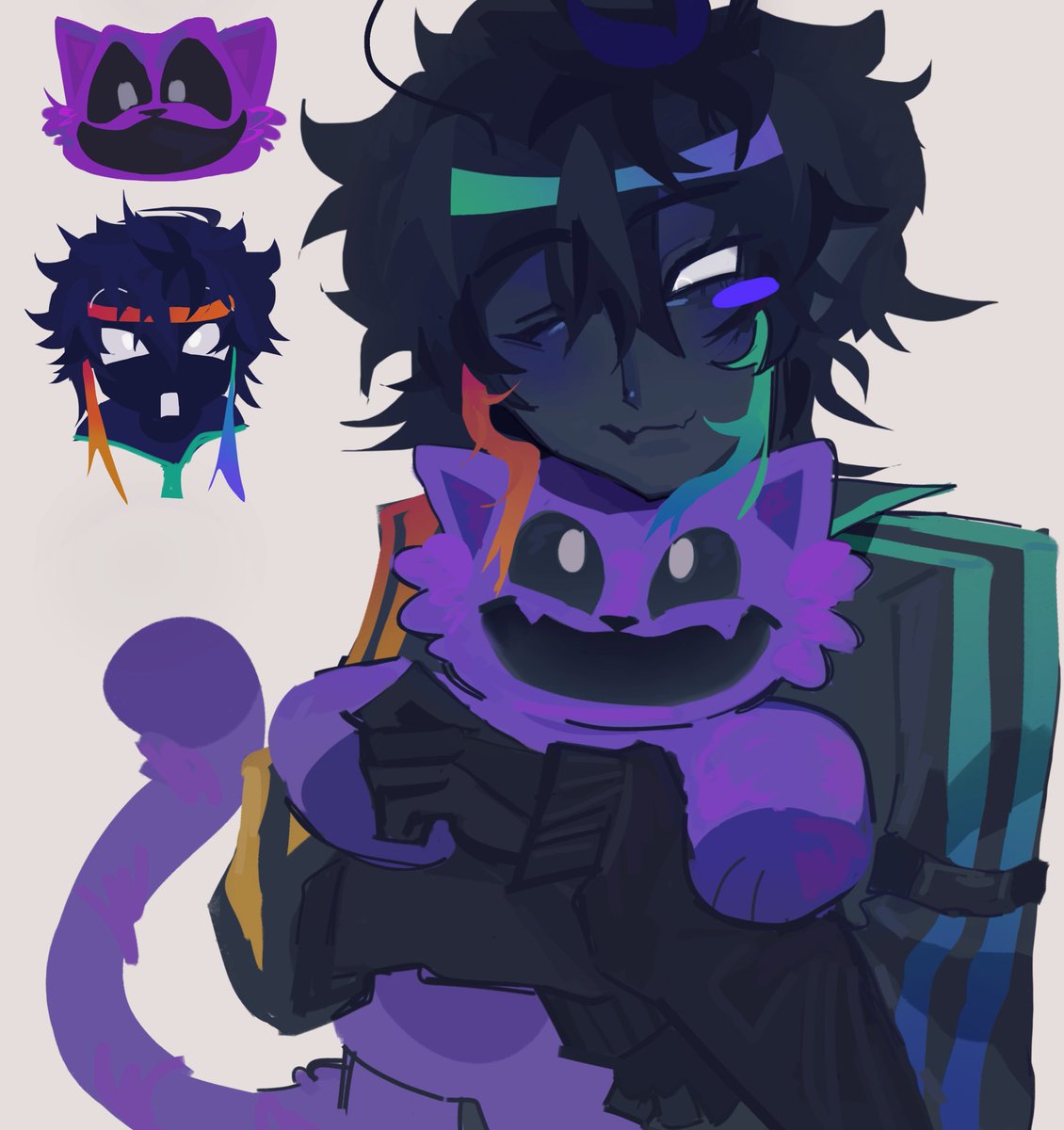 hmmpup's tweet image. can u guys send me requests to draw in this style plesseee i’m playing with the lasso tool it’s rlly fun. also YES that is catnap and spoke