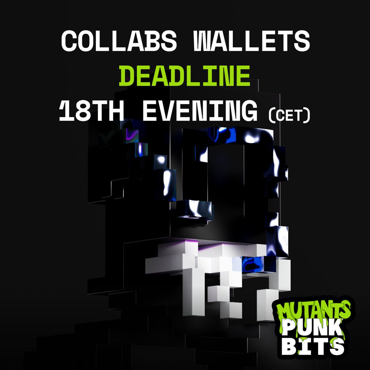 Heeeey our COLLAB friends. Don't forget to send wallets for WL in time :)

Deadline: 18th FEB, evening (CET)