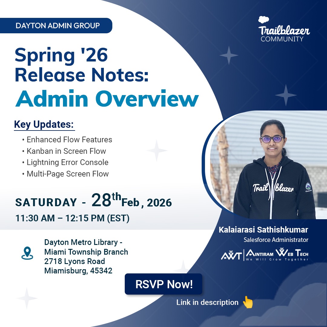 kalaipskn's tweet photo. Spring ’26 delivers thoughtful enhancements, improved performance, and powerful innovations built to support admins, developers, and users at every level.

🔗 RSVP: https://t.co/cwM4UKOVkU

#SalesforceRelease #Spring26 #TrailblazerCommunity #SalesforceAdmin https://t.co/4PBKb79wbc