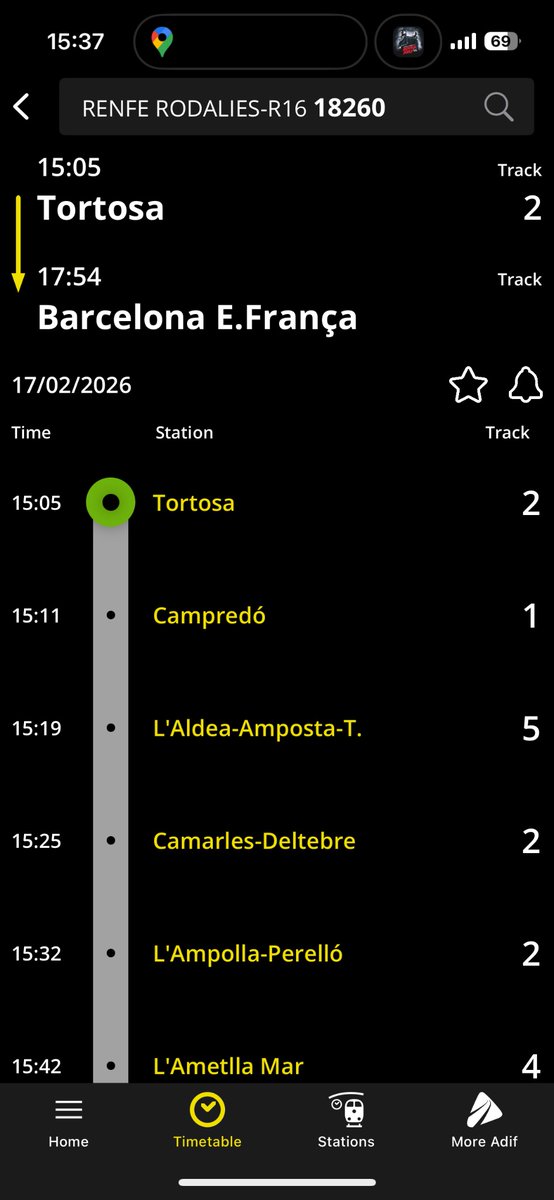 andreianotfound's tweet photo. El tren R16 de sortida desde Tortosa a les 15:05 ENCARA no ha sortit de la estació. Que esta passant? La app d’Adif no avisa del retràs. Crec q no cal recordar q els que anem direcció BCN depenem de la puntualitat dels trens per a fer transbord a St Viçens… https://t.co/Uj8k0nh3TW