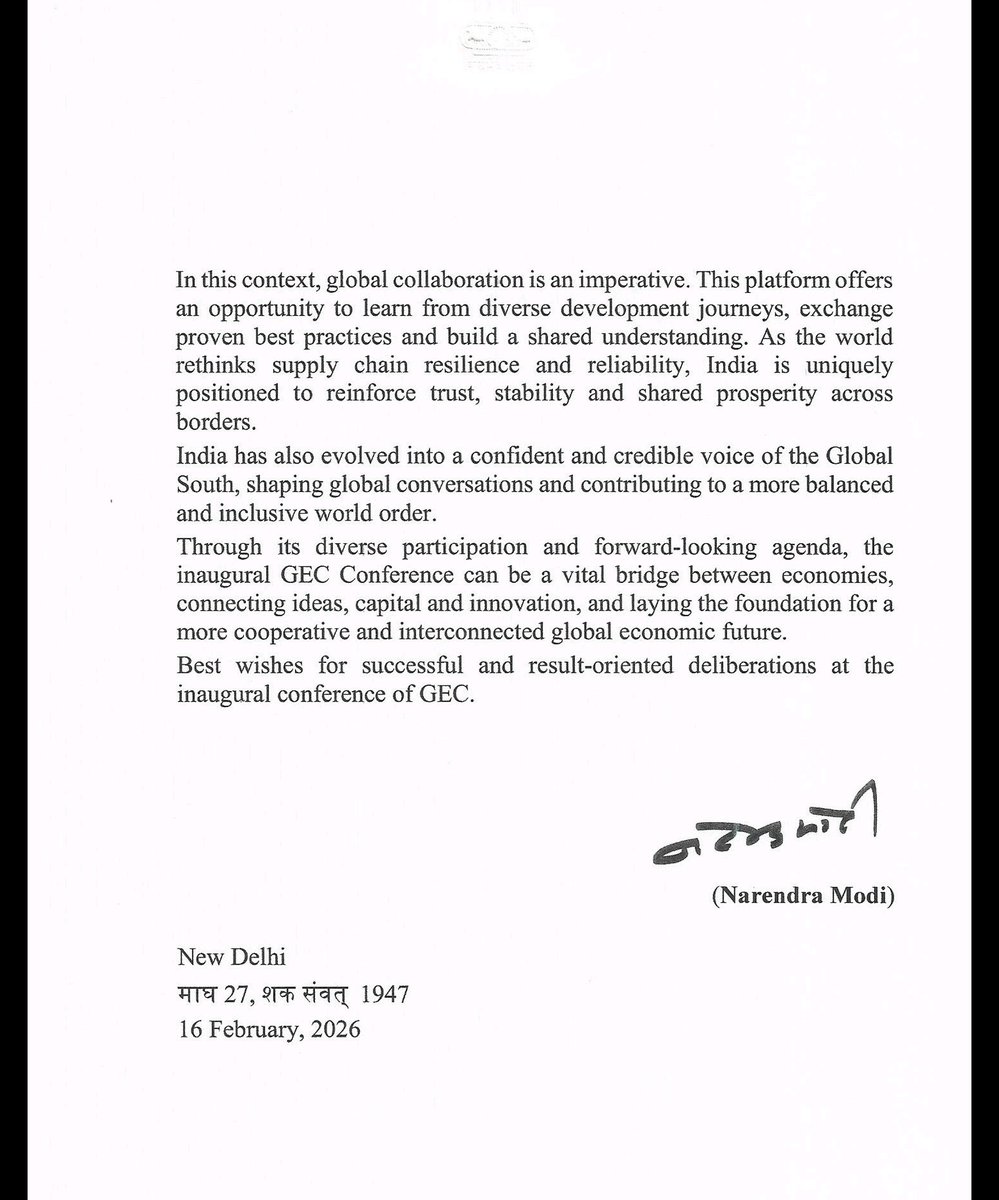 vijai63's tweet photo. Global Economic Cooperation 2026 was organised by newly established Future Economic Cooperation Council (FECC) . With a able guidance and mentorship of Maharashtra CM Shri Devendra ji, who is FECC's Chief Patron and a capable advisory board comprised of Shri Anand Mahindra, Shri Baba Kalyani, Shri Adil Zinulbhai and Shri Cyril Shroff, we aim to create India centric economic narrative in coming days. 
Another highlight of the event is the message from Prime Minister Shri Narendra Modi. 
@Dev_Fadnavis
@anandmahindra
@AdilZainulbhai
@PriyamGM
@FEC_Council 
@narendramodi