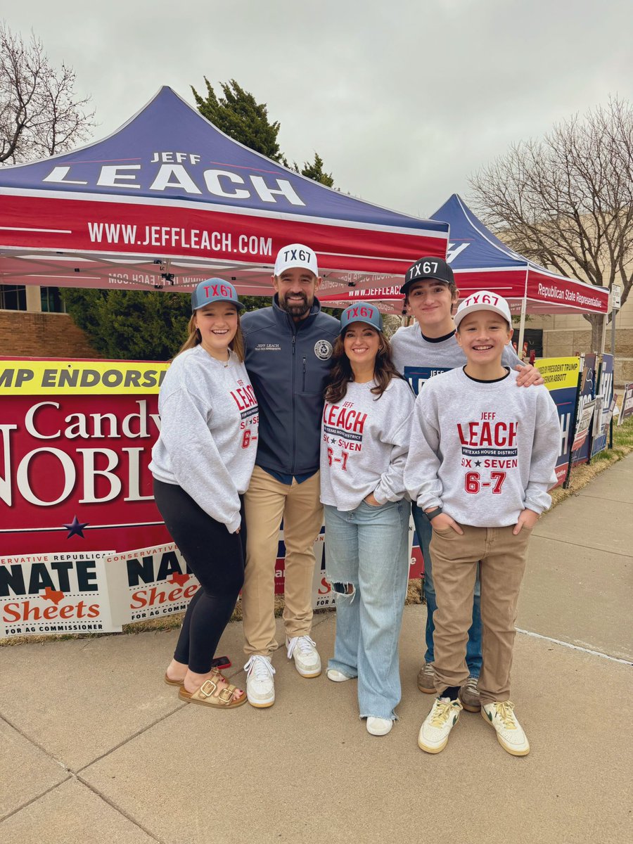 leachfortexas's tweet photo. It’s the first day of Early Voting in Texas — and we’re glad to be out bright and early greeting voters in Allen! #txlege #HD67 https://t.co/tSIA4FHxLl