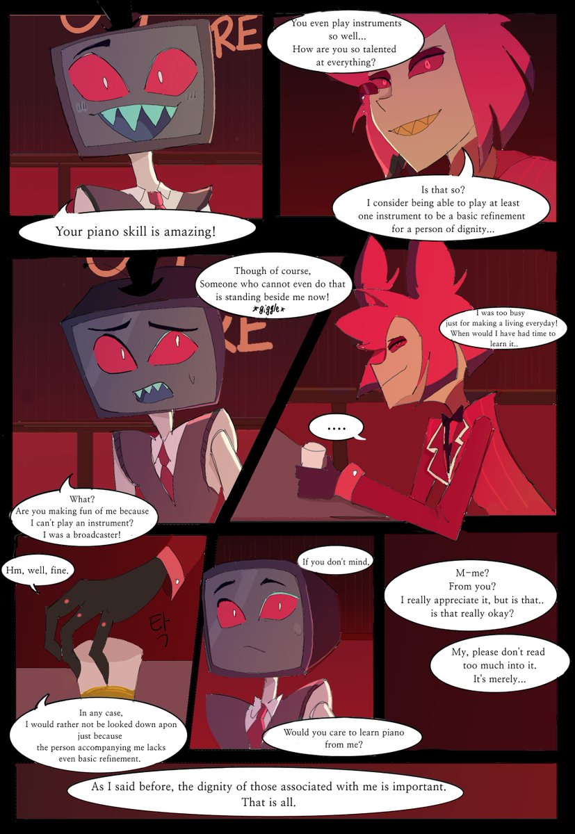 #HazbinHotel #HazbinHotelVox #HazbinHotelAlastor #voxal 

I can be your piano tutor! 🎹
(제게 피아노를 배워 보시죠!)

Eng/kor sub
(한국어 버전 타래로