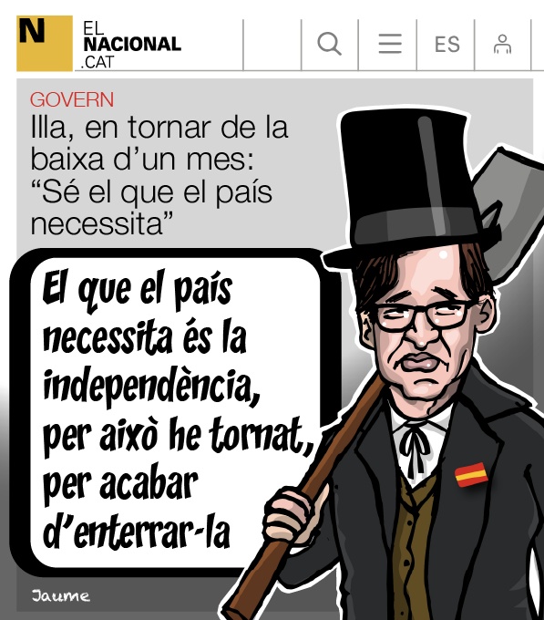 L'únic que sap l'Enterramorts és enfonsar tot allò que toca. Ho ha fer a l'ajuntament, a la direcció general, a l'empresa Cromosoma i al ministeri.
Com diu <a href="/BogunaJaime/">Jaume51</a> ara és l'encarregat d'enterrar Catalunya i s'hi esforça prou