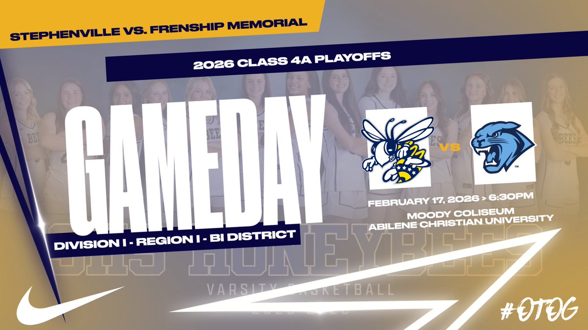 HoneybeesBB's tweet photo. 🚨 PLAYOFF GAME DAY🚨

@HoneybeesBB will take on Frenship Memorial in the bi-district round of the playoffs TONIGHT at ACU at 6:30pm.
#OTOG

@coachjhodges21 @stephenvilleisd @flasherathnews @TXHSGBB @SportsDayHS @Tabchoops @BigCountrySport @AustinTGCA @sville_sports https://t.co/JNOG3BXIjz