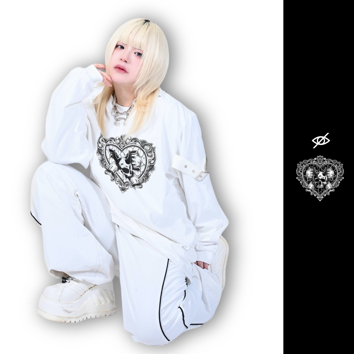 news】 えす×KRYコラボアイテム 「Heart Flame longT」 ネックスタッズ