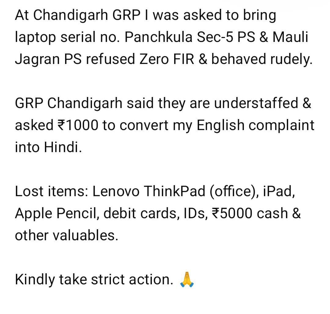 sstchandigarh's tweet photo. Kindly do the needful
@RailwaySeva @RailMinIndia @srdcmambala @GM_NRly @RPF_INDIA https://t.co/2ppgerWVJX