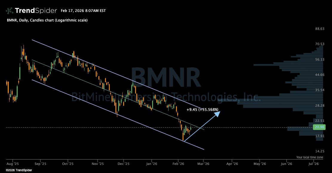 yxinsights's tweet photo. $BMNR is looking for a bounce into the high volume profile https://t.co/YuigIsfYse