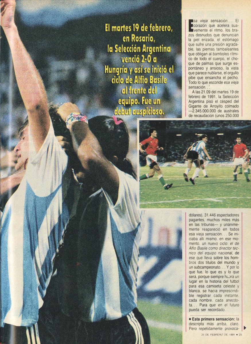 viejocasale's tweet image. 19/2/1991. Argentina 2 v. Hungría 0. 1er. ciclo Alfio #Basile al frente de la #SelecciónArgentina. En Argentina debutaron 11 jugadores: Gamboa, C. Enrique, F. Basualdo, Villarreal, Medina Bello, Boldrini, Franco, Bisconti, Latorre, Martino y Mohamed.
viejocasale.medium.com/tres-veces-arg…
