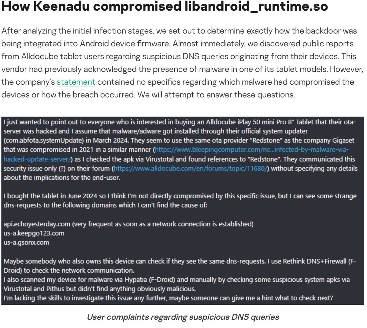 The article(securelist.com/keenadu-androi…) highlights how firmware-level threats undermine Android's security model and expose interconnections among large-scale Android botnet operations.Keenadu is a sophisticated Android backdoor embedded directly into device firmware, primarily