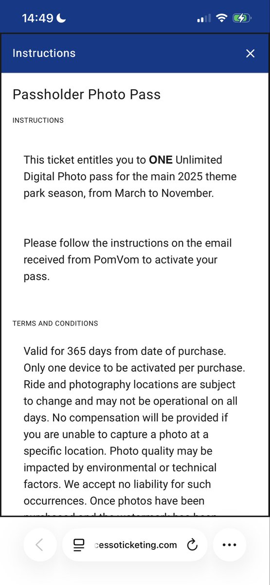 beckythellama's tweet photo. @MerlinapUK I just bought the digital photo pass before booking it said it was valid for a year however now after buying it it says it’s just for the 2025 season?! https://t.co/WxkWodJTtt