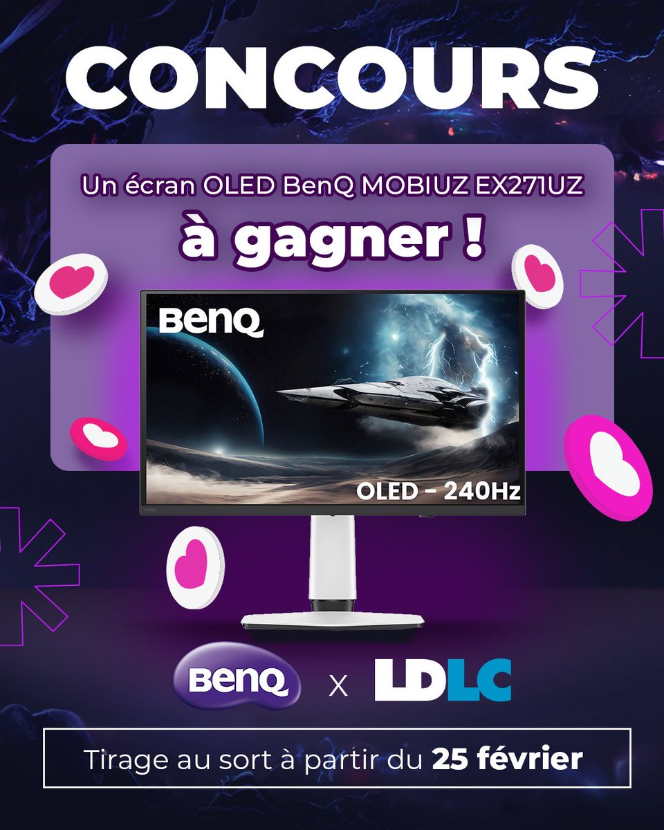 🎁 CONCOURS🎁

👉 Un écran 4K BenQ 27" OLED - MOBIUZ EX271UZà gagner ! 

Pour participer :
1️⃣ Suivre <a href="/LDLC/">LDLC</a> 
2️⃣ RT ce tweet

Possibilité de jouer aussi sur Instagram pour multiplier ses chances.

🎉 Tirage au sort à partir du 25 février.🍀

L'écran à gagner :