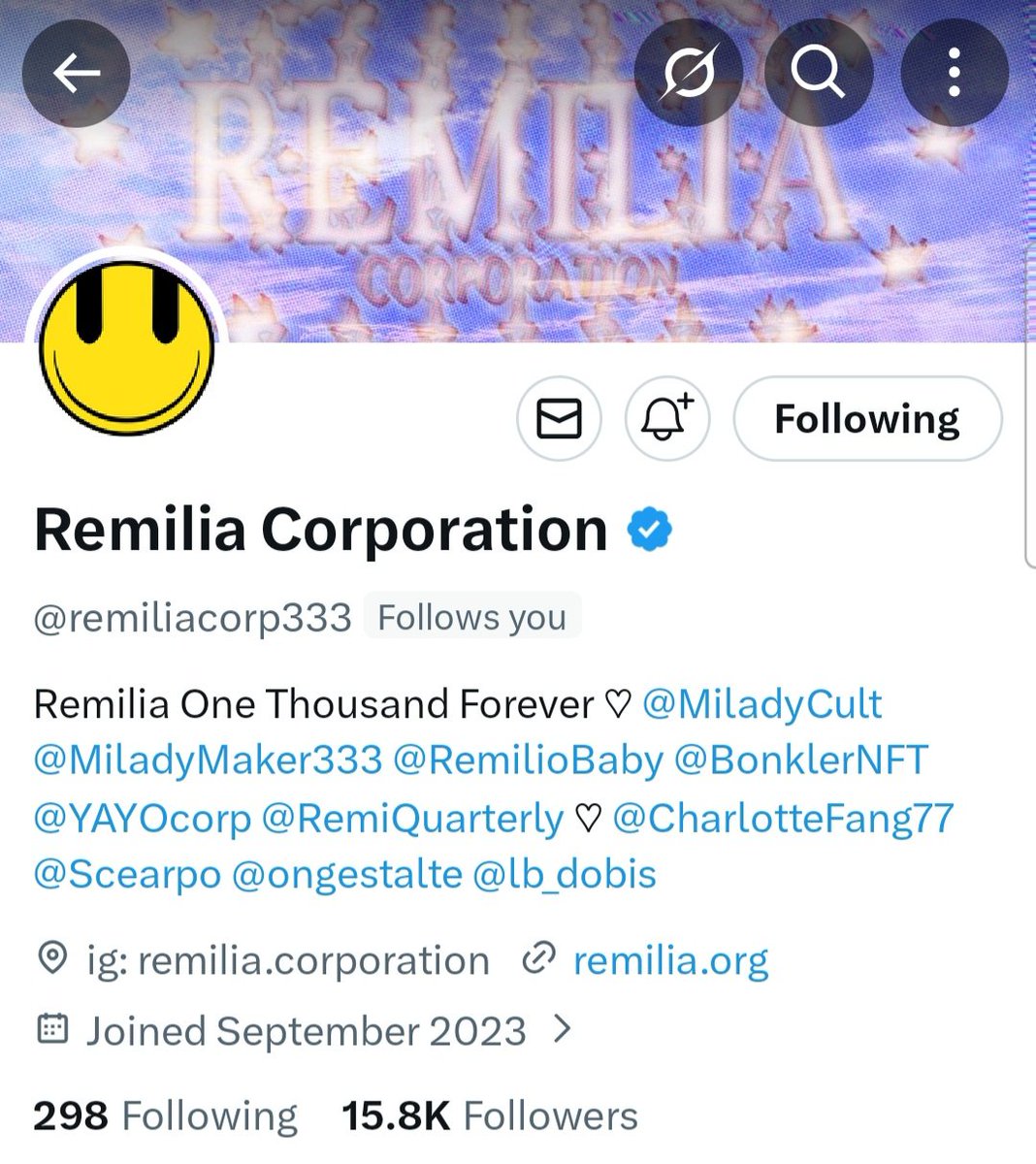 Remilia Corporation only follows 298 people, that's all I will say.