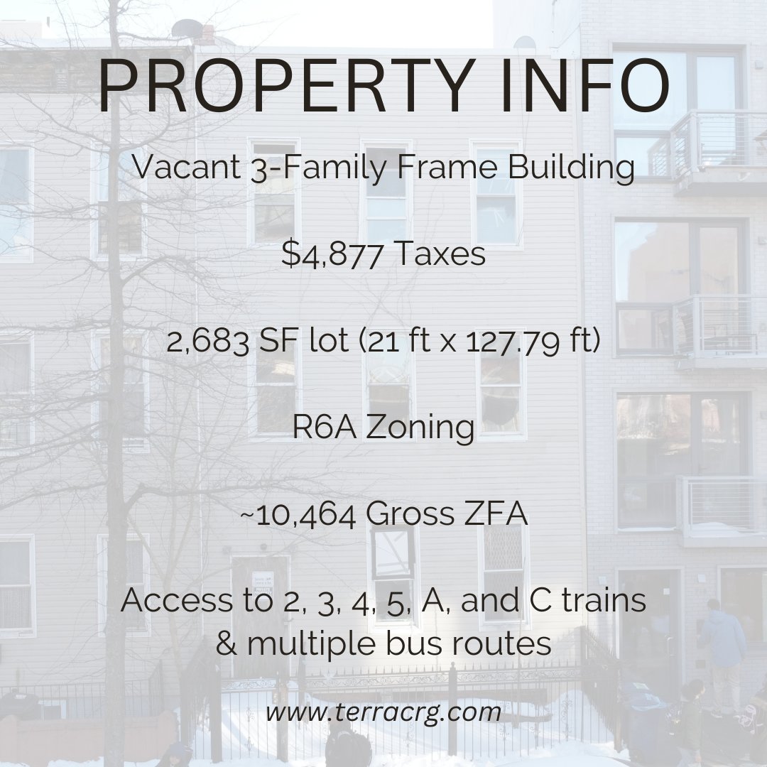 10,400+ ZFA development site for sale in Crown Heights. Please contact Thomas Horrigan and Andrew Manasia for more information.

#OnlyBrooklyn®