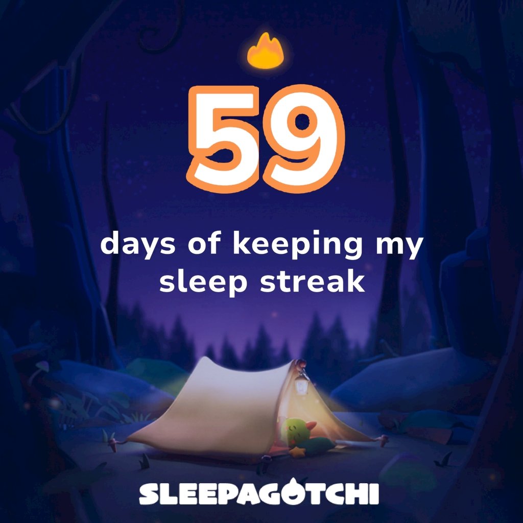 Got a sleep streak and vSLEEP!
Join me on Sleepagotchi.
sleepagotchi.com