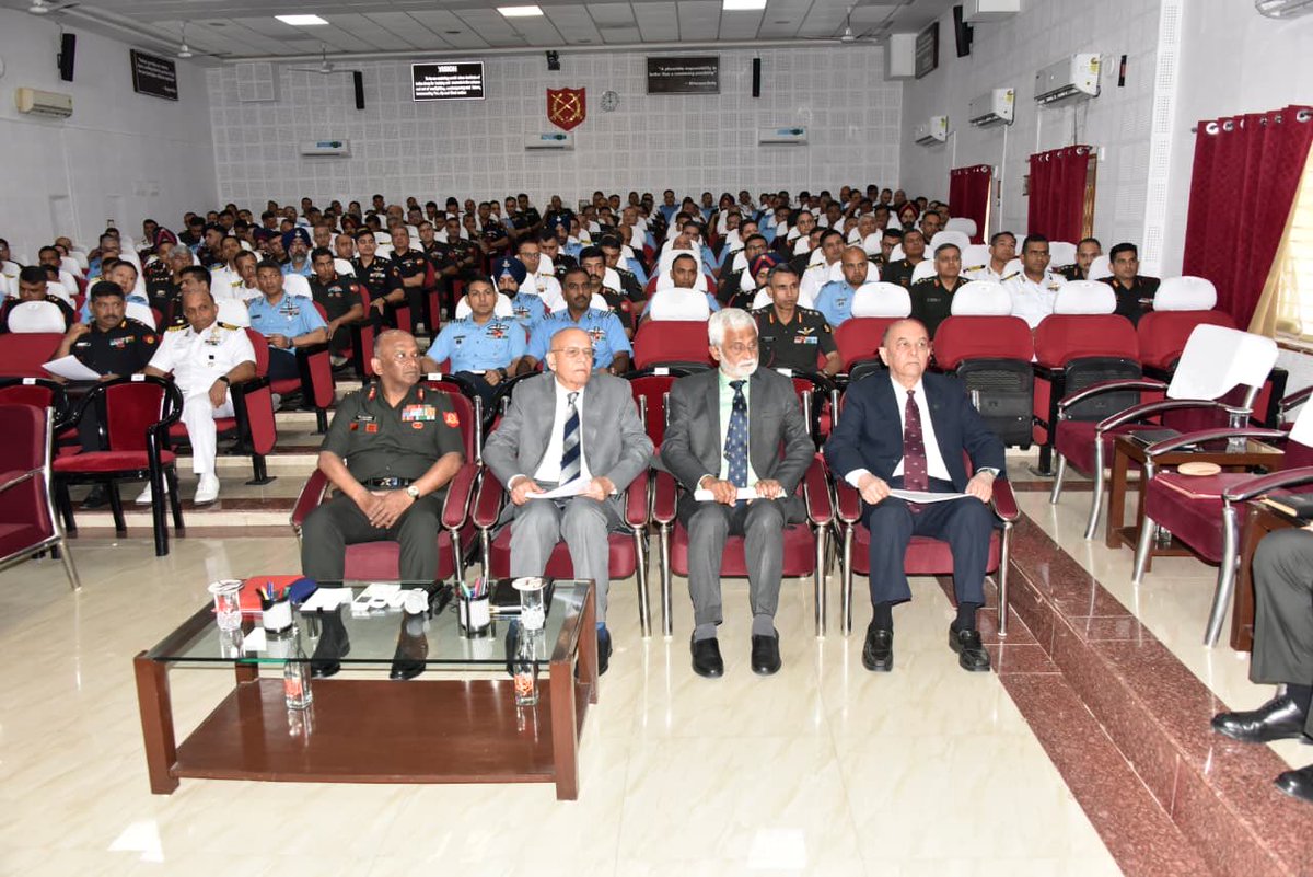 ia_awc's tweet photo. Gp Capt A Bewoor (Retd), Cmde H Gokhale (Retd) &amp; Brig SC Joshi (Retd) addressed JOCAP #OpCactus veterans, who commanded tri-service units in the mission,shared riveting first-hand accounts of planning &amp; execution offering invaluable lessons for future joint leadership #AWC @adgpi https://t.co/YP3frtkGyV